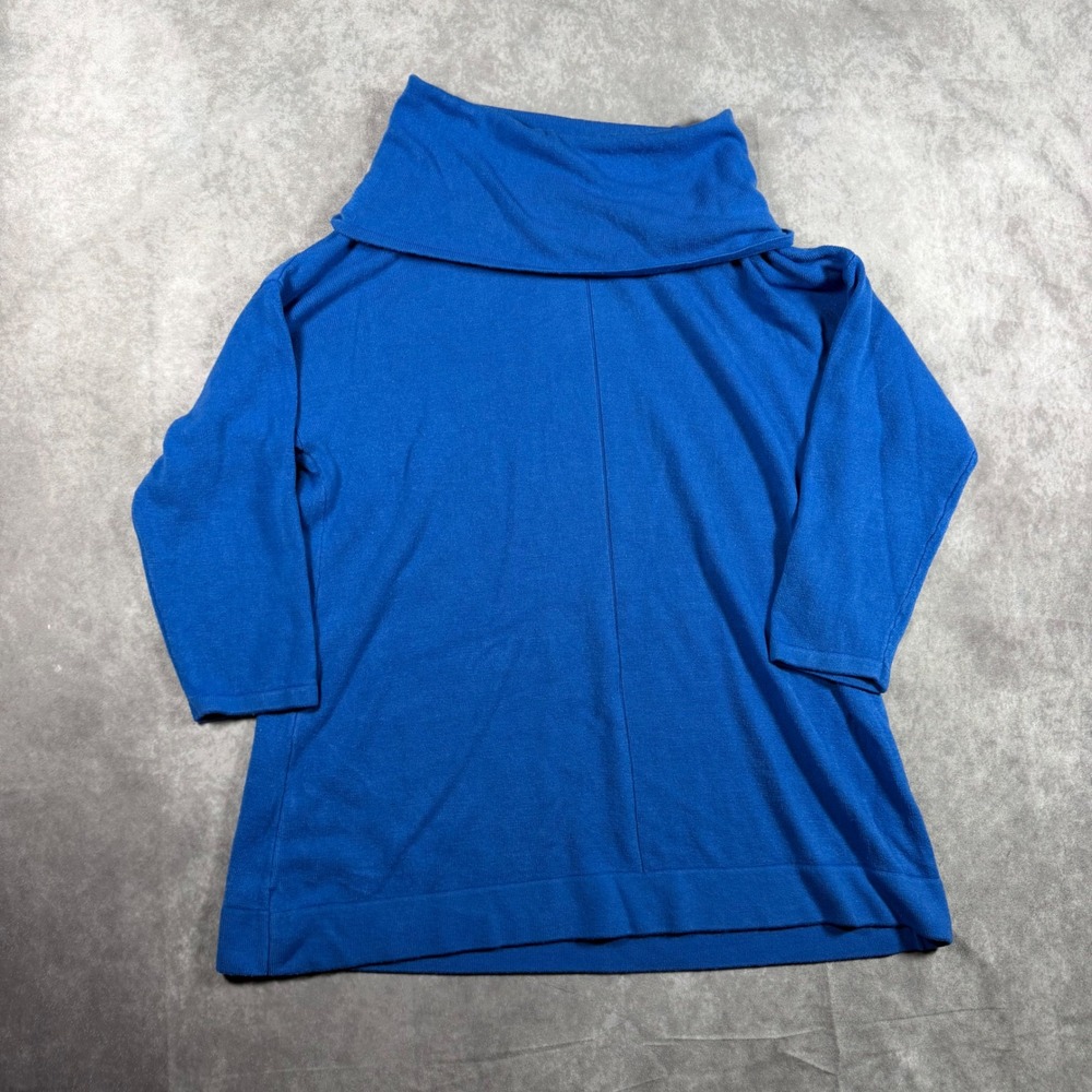 Nouveaux Womens M Royal Blue Cowl Neck Knit Tunic Sweater Oversized Long Slouchy